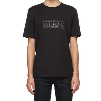 [全新真品代購-F/W20 SALE!] SAINT LAURENT LOGO圖案 黑色 短袖T恤 (YSL)