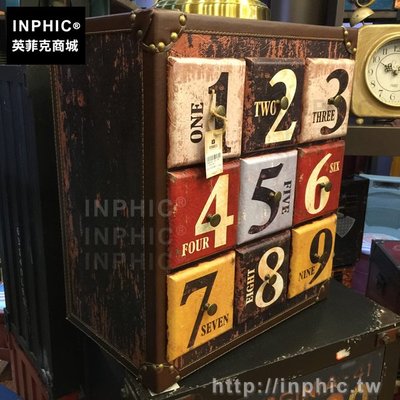 INPHIC-抽屜櫃做舊復古整理歐美皮革字母桌面收納櫃裝飾_k8cY
