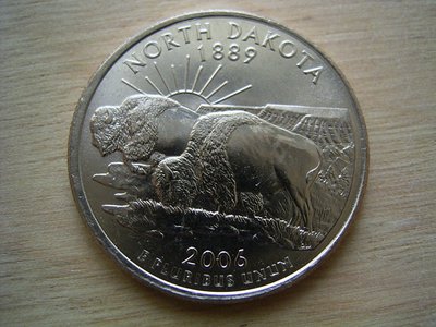 2006-D North Dakota 美國 各大 50 洲 25C 1/4 Quarter 早期 錢幣
