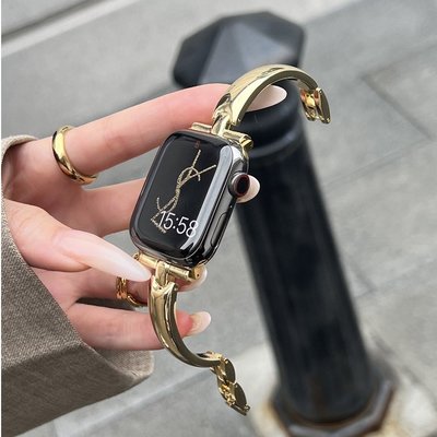 簡約手鐲式金屬錶帶 適用於applewatchS87蘋果手錶654SE替換錶帶
