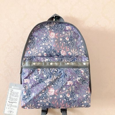 ╭＊全新現貨＊LeSportsac 7812 紫色玫瑰花 中號 防水輕量輕便 休閒旅遊雙肩包 旅行包 後背包 書包 手提