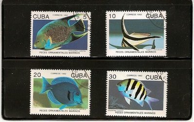 【流動郵幣世界】古巴1992年魚類銷印郵票(此標有送照片中小黑卡)