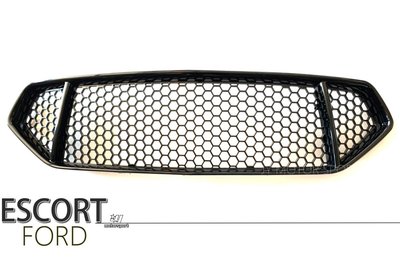 》傑暘國際車身部品《全新 FORD 福特 ESCORT 蜂巢 亮黑 網狀 水箱柵 水箱護罩 水箱罩