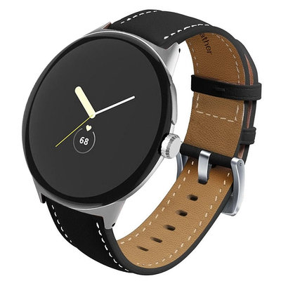兼容 Google Pixel Watch 2 錶帶  谷歌 Pixel Watch 優質皮革錶帶帶不銹鋼表扣兼容錶帶