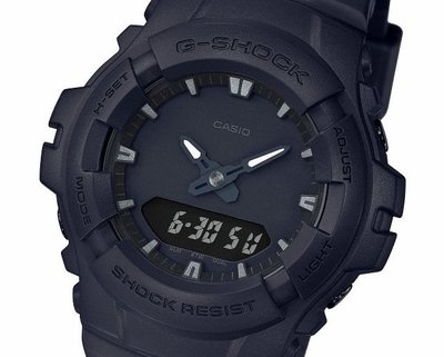 CASIO手錶公司貨 G SHOCK簡約風G-100BB-1 ADR 黑色反轉液晶顯示~G-100