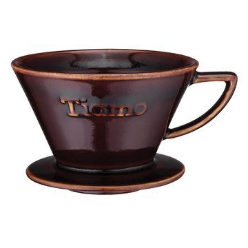 TIAMO HG5293 K02 陶瓷咖啡濾器附滴水盤匙量匙 -咖啡色