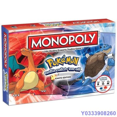 MK小屋全英文版 精靈寶可夢大富翁 地產大亨 Monopoly: Pokémon 經典桌面遊戲 兒童遊戲 派對遊戲