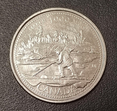 【二手】 加拿大25分，1999年迎接千禧年紀念幣24mm1938 錢幣 硬幣 紀念幣【明月軒】