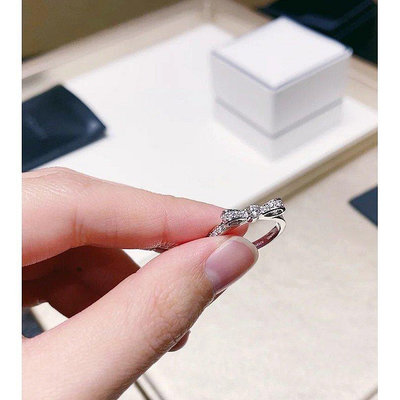 Chanel/香奈兒 時尚百搭蝴蝶結鑲鑽簡約優雅戒指