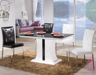 【X+Y時尚精品傢俱】現代餐桌椅系列-柯拉 4.5尺白色餐桌不含餐椅.桌面8mm強化烤漆玻璃.摩登家具