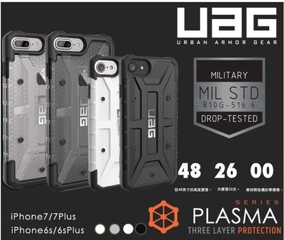贈 傳輸線 UAG 耐摔  iphone 8 7 Plus 6s Plus 手機殼 保護殼 透明殼 超強 防摔殼