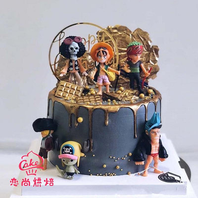 生日蛋糕擺件海賊王路飛索隆喬巴公仔海盜船個性烘焙裝飾裝扮配件