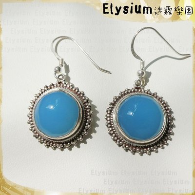 Elysium‧迷霧樂園〈DBC003B〉尼泊爾‧ 圓形  藍瑪瑙/藍玉髓  925銀 手工雕刻 耳環
