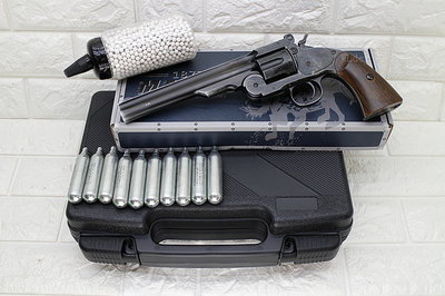 [01] WG MAJOR3 美式折輪 手槍 CO2槍 舊黑 + CO2小鋼瓶 + 奶瓶 + 槍盒 ( 左輪槍美國史密斯