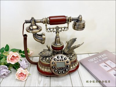 歐式古典電話 天鵝造型電話 古董電話 復古電話 桌上型電話 波麗製電話 室內電話 仿古電話【歐舍傢居】