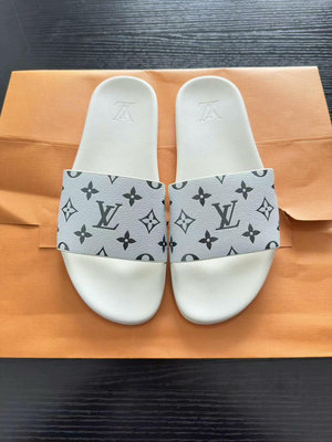Louis Vuitton Lv經典爆款炫彩老花 白色滿印logo 拖鞋