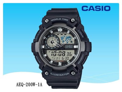 經緯度鐘錶CASIO手錶 100米防水 仿飛機儀表面板 指針電子雙顯錶 公司貨【↘1290】AEQ-200W-1A