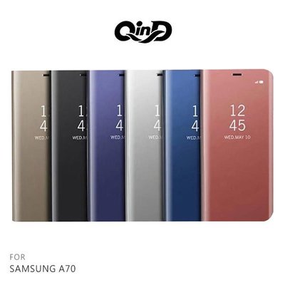 【愛瘋潮】免運 QinD SAMSUNG Galaxy A70 透視皮套 掀蓋 硬殼 手機殼 保護套 支架