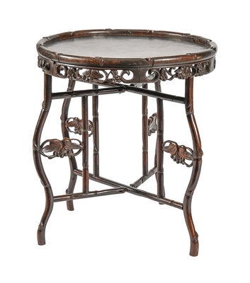 清代清晚期老紅木酸枝折疊圓桌，桌面直徑為60厘米，整體高度為105707
