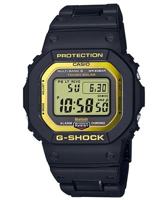 【金台鐘錶】CASIO卡西歐G-SHOCK(電波錶) (樹脂複合式錶) 金框 太陽能 GW-B5600BC-1