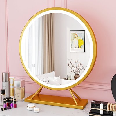 特賣- led梳妝臺鏡子帶燈桌面化妝鏡智能臺式家用臥室輕奢拍照補光