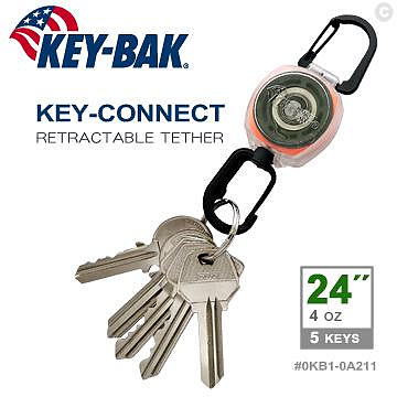 【EMS軍】KEY-BAK Sidekick系列 24” Key-Connect 伸縮鑰匙圈/透明殼雙扣環#0KB1-0A211