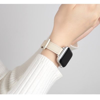 適用iwatch s8/ultra/7蘋果手錶錶帶applewatch6/5/se/4/3/代全系列真皮細錶帶女簡約個性