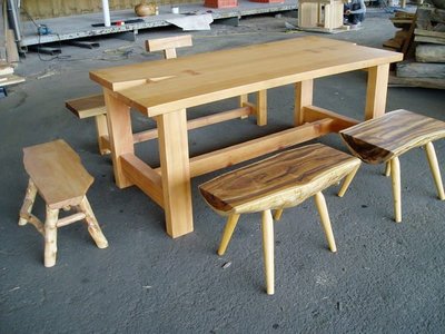 【原味手工家具】檜木餐桌、柚木造型椅-台南 原木 家具