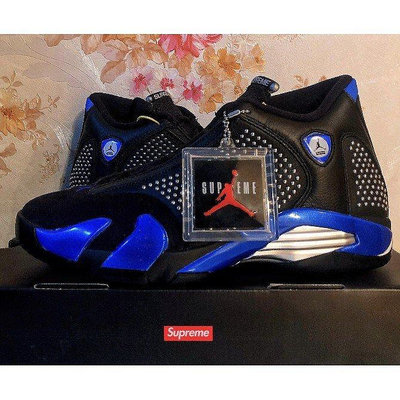 【小明潮鞋】Air Jordan 14 x Supreme 黑藍 籃球 運動 高幫 男耐吉 愛迪達