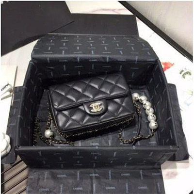 二手 Chanel 2020 Small Flap Bag 珍珠 小羊皮 幻象珍珠鏈條口蓋包 肩背包現貨