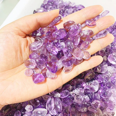 【天然水晶】天然巴西紫水晶碎石魚缸花盆裝飾水晶石diy滴膠原石淘沙淺紫水晶