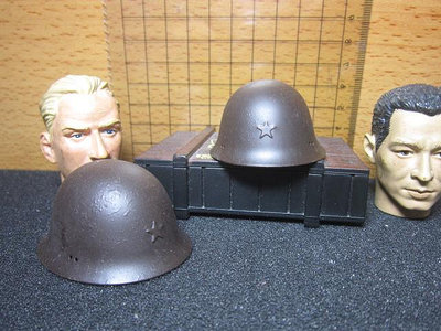WJ1二戰部門 mini模型1/6金屬製戰場舊化日軍鋼盔一頂(有星徽及氣孔設計)