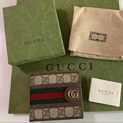 全新正品 Gucci 古馳錢包 Ophidia復古短款對折錢包 雙G短夾 小錢包 零錢包 597606 卡夾 短夾 卡包