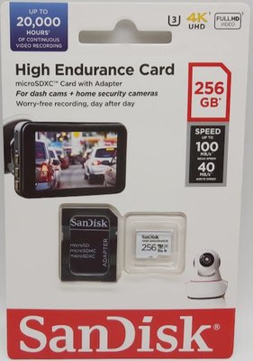 SanDisk HIGH ENDURANCE microSDXC 256GB 高耐寫記憶卡 V30 行車記錄器 監視器 公司貨 SDSQQNR