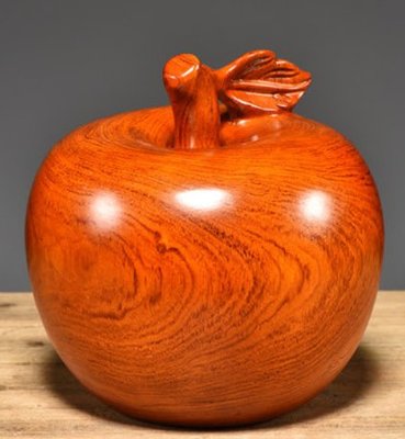 花梨木木雕蘋果擺件 手工雕刻工藝品水果擺飾 吉祥平安蘋果木製雕刻裝飾品開業禮品居家擺件