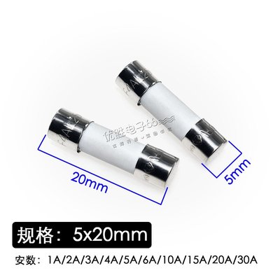 5*20mm陶瓷保險絲 6*30mm保險管250V熔斷器3A4A5A6A10A15A20A30A~特價