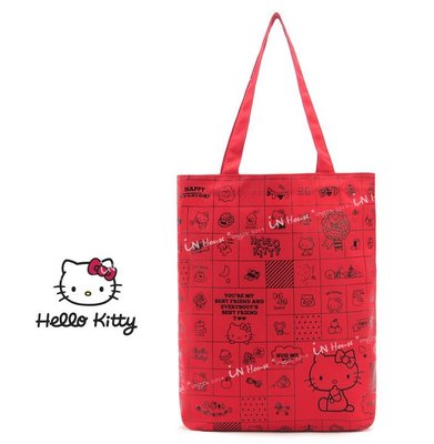 IN House* 日本 可愛貓咪 紅色印花 帆布包 手提袋 側背包 購物袋 (特價)