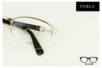 【My Eyes 瞳言瞳語】Furla 義大利品牌 亮金色半框金屬眼鏡 經典造型 開朗直爽氣質 (VU4282)