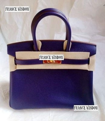 France Window 愛瑪仕 柏金包 Hermes Birkin 鳶尾紫色金扣 Epsom皮30Cm
