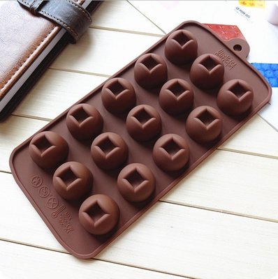 ＊水蘋果＊A-164 15連 圓方形 矽膠蛋糕模具 DIY 巧克力 冰格 製冰 手工皂模具
