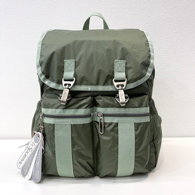 小Z代購#Lesportsac 3816 Backpack 綠拼色 超輕量雙肩多功能多夾層 手提包 後背包 電腦包 媽媽包