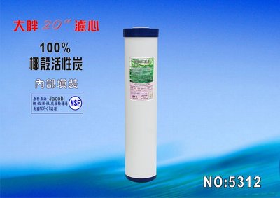 【七星洋淨水】族養殖淨水器20英吋大胖填充椰殼活性炭濾心濾水器除泥除雜質除氯除垢.水塔過濾器.有機蔬菜灌溉(貨號5312