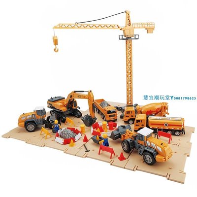吊車挖掘機玩具車男孩套裝大號工程車壓路機汽車兒童玩具車鏟車