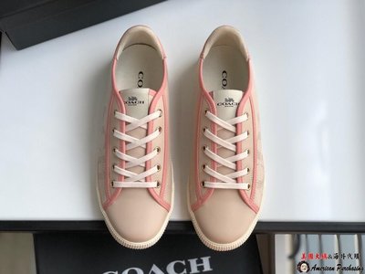 潮品爆款COACH 寇馳 2019新款粉色休閒板鞋 原裝正品-雙喜生活館