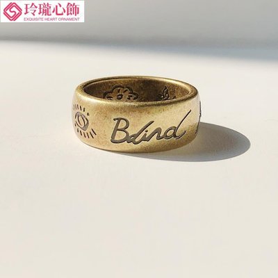 21FW Blind for Love Ring 無畏的愛 眼心花鳥字母鈦鋼情侶寬戒指-玲瓏心飾