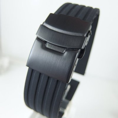 錶帶屋 ORIS F1款PVD黑色扣矽膠錶帶有 18mm 20mm 22mm24mm代用米動青春 S2 S3 華為