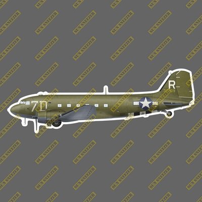 美國空軍 道格拉斯 C-47 空中火車 運輸機 擬真軍機貼紙 尺寸165mm