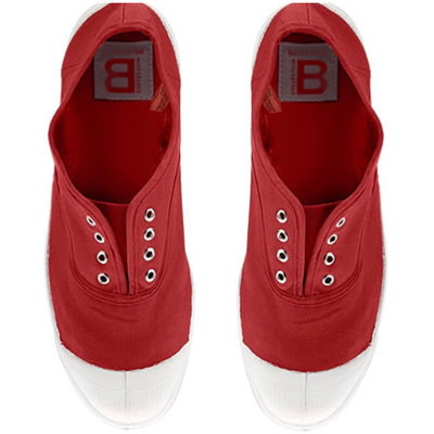 代購 法國22春夏新款bensimon 基本elly款紅色有鞋孔鬆緊帶帆布鞋