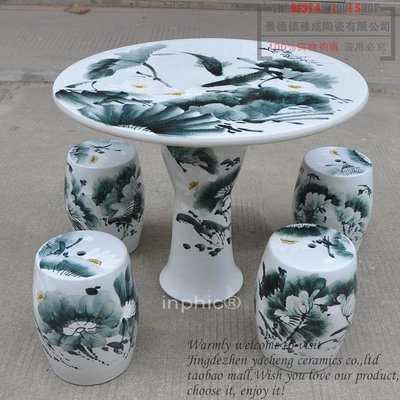 INPHIC-陶瓷桌器 《荷花》桌子 凳子 桌椅 簡易 椅套