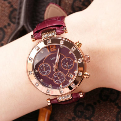 熱銷 古歐GUOU柜皮女錶時裝錶 鑲鉆皮帶手錶腕錶女 珠寶圓形腕錶707 WG047